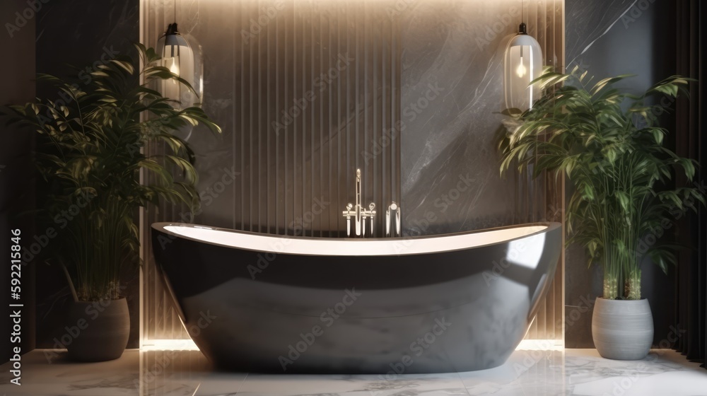 Elegant bathtub and bath made with generated ai