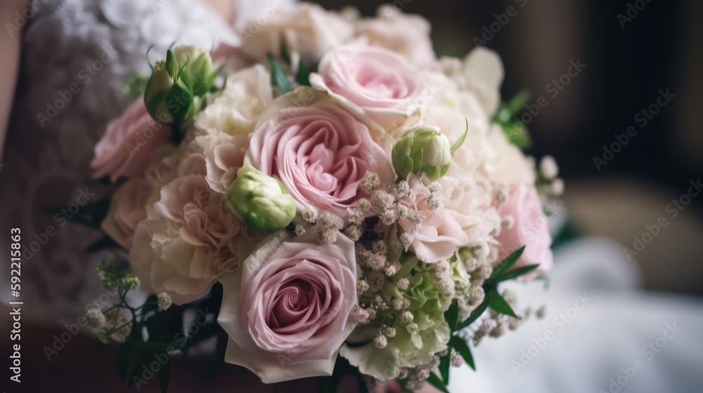 Beautiful bridal bouquet close up, made with generative ai Beautiful bridal bouquet close up, made with generative ai
