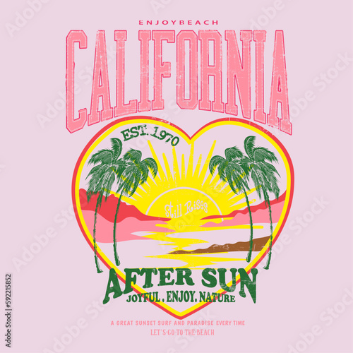 Womens beach prints, Retro college varsity typography california slogan print, vector illustration, for t-shirt graphic.