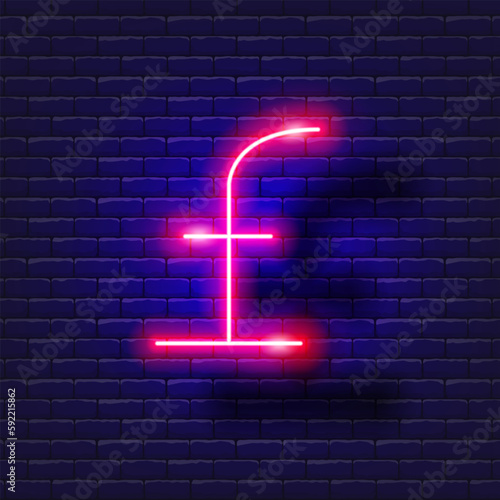 Pound sign vector neon icon. Finance, money and online banking glowing sign.