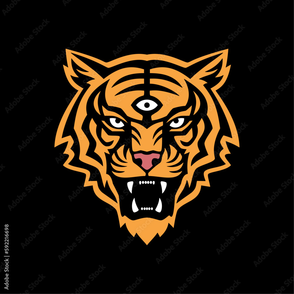 three eyed tiger vector mascot logo