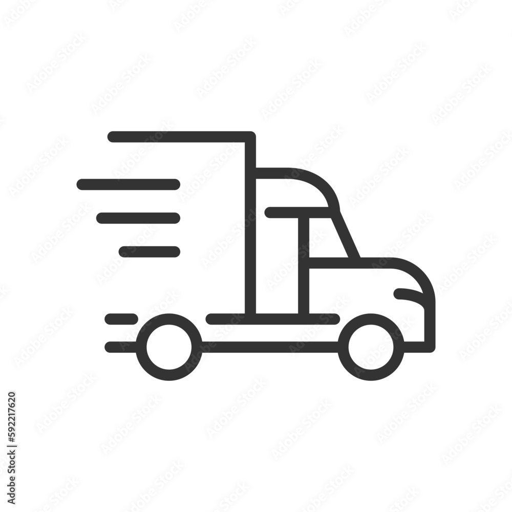 Truck pixel perfect linear icon. Cargo delivery. Transportation and logistics. Express shipment. Thin line illustration. Contour symbol. Vector outline drawing. Editable stroke. Arial font used Truck pixel perfect linear icon. Cargo delivery. Transportation and logistics. Express shipment. Thin line illustration. Contour symbol. Vector outline drawing. Editable stroke. Arial font used