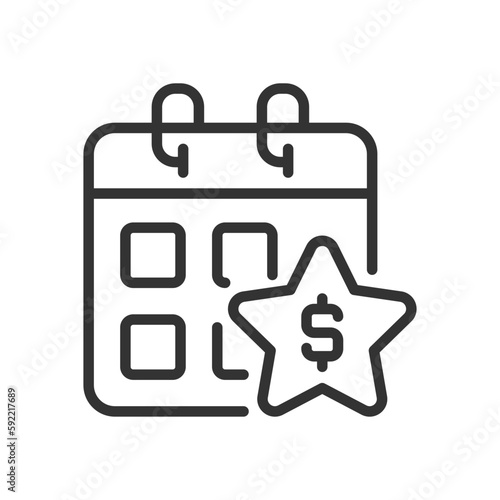 Annual bonus pixel perfect linear icon. Boosting employee engagement. Extra money to regular paycheck. Thin line illustration. Contour symbol. Vector outline drawing. Editable stroke. Arial font used