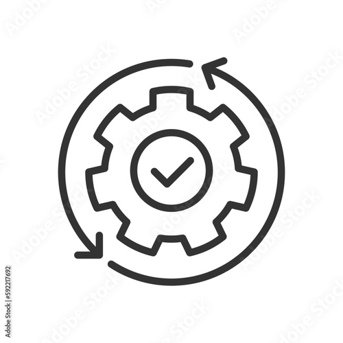Automation pixel perfect linear icon. Manufacturing process. Boost efficiency. Replacing manual labor. Thin line illustration. Contour symbol. Vector outline drawing. Editable stroke. Arial font used