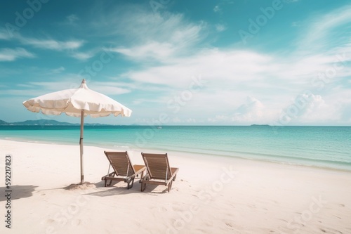 beautiful beach banner with white sand © Lucas