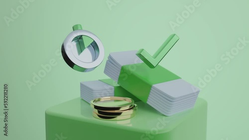 3d visualization of coins and banknotes and time