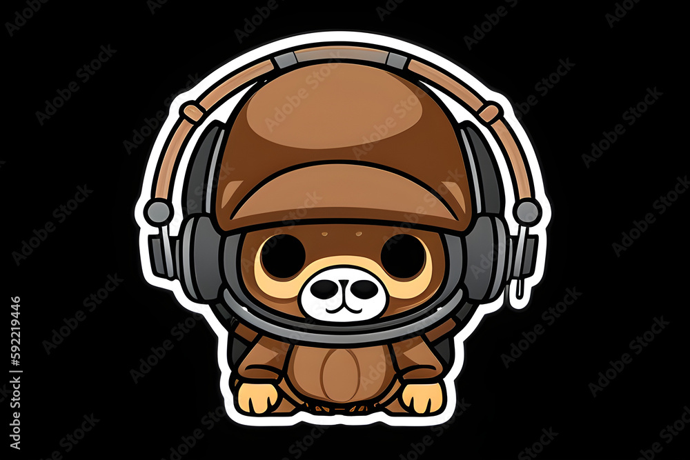 ai-generated illustration of a cartoon hip-hop animal character as a cutout sticker ai-generated illustration of a cartoon hip-hop animal character as a cutout sticker