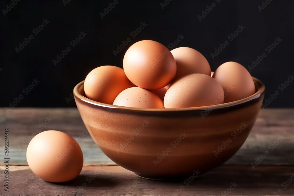 Fresh and Healthy Egg Bowl on Table with Copy Space Fresh and Healthy Egg Bowl on Table with Copy Space