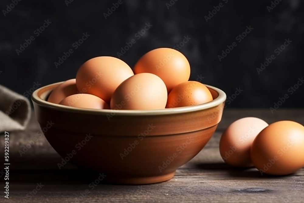 Fresh and Healthy Egg Bowl on Table with Copy Space Fresh and Healthy Egg Bowl on Table with Copy Space