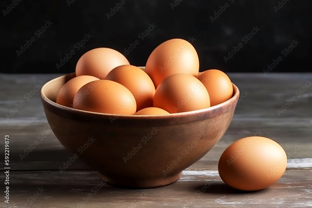 Fresh and Healthy Egg Bowl on Table with Copy Space Fresh and Healthy Egg Bowl on Table with Copy Space