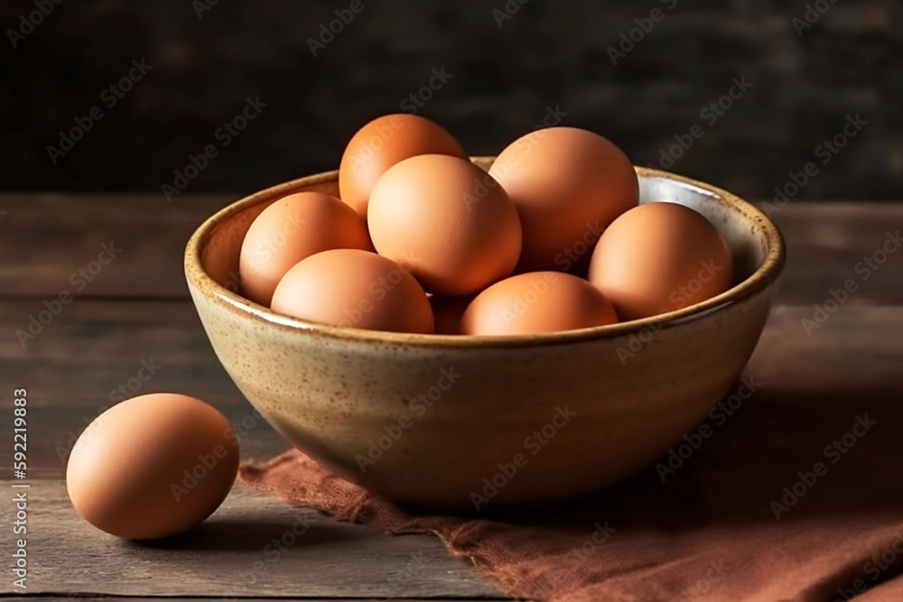 Fresh and Healthy Egg Bowl on Table with Copy Space Fresh and Healthy Egg Bowl on Table with Copy Space