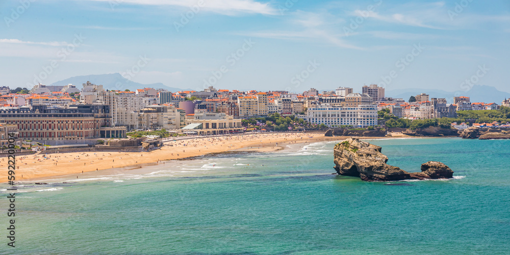 Biarritz city and its beaches of the Atlantic ocean, France