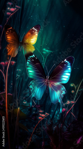 glowing butterfly on a flower