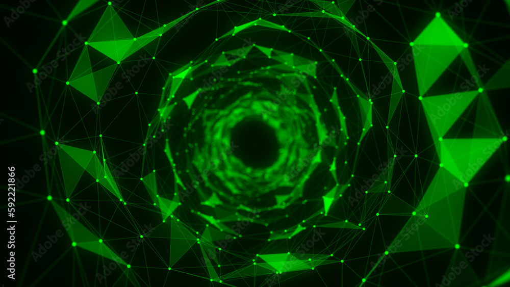 Cyber futuristic speed tunnel. Sci-fi wormhole. Abstract 3D wireframe portal with connections lines and dots. Data flow. Technology grid funnel. 3d rendering. Cyber futuristic speed tunnel. Sci-fi wormhole. Abstract 3D wireframe portal with connections lines and dots. Data flow. Technology grid funnel. 3d rendering.