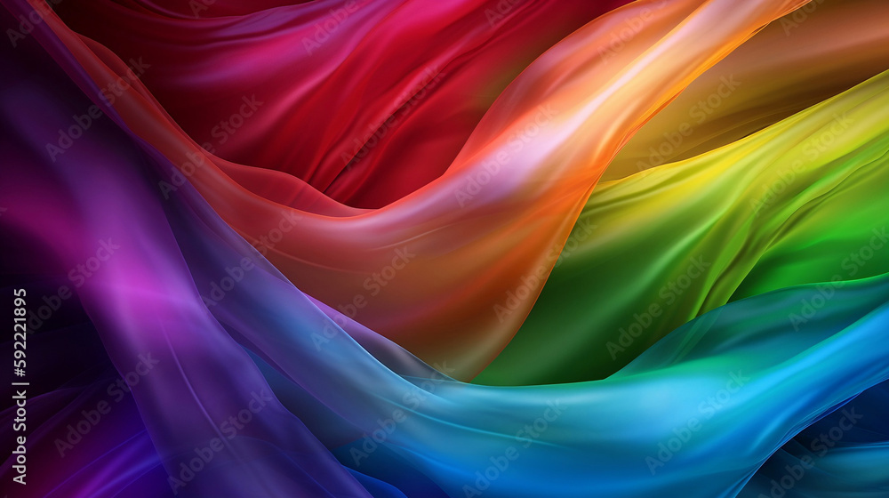 Abstract colorful tulle material background, wavy lines in a dynamic shape