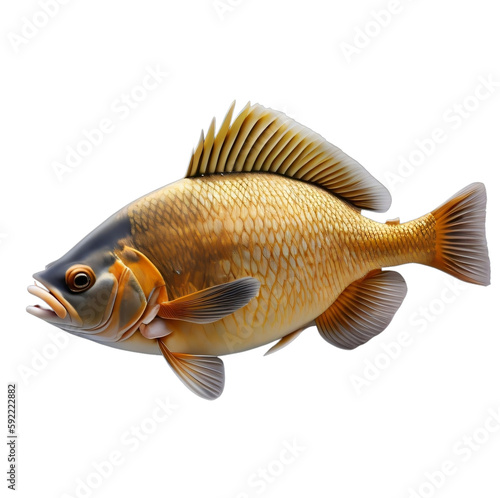 yellow gold silver fish, isolated, transparent, no background, PNG. Generative AI