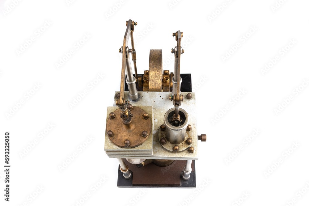 Fototapeta premium closeup of a stirling engine construction isolated on white