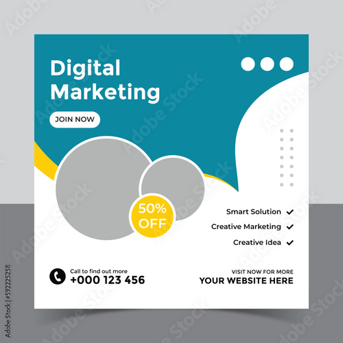 corporate social media post template and marketing social media post banner template, Vector Design Square Banner Promotion