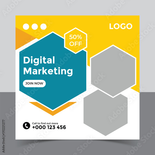 corporate social media post template and marketing social media post banner template, Vector Design Square Banner Promotion
