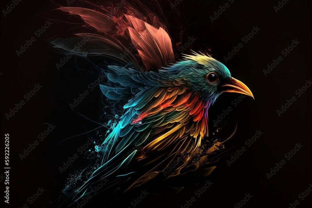 Abstract Bird Silhouette on a Dark Background, Generative Ai