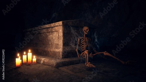 old dark catacombs with candles