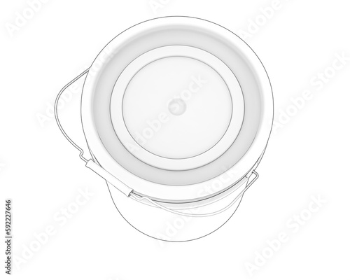 Paint bucket isolated on transparent background. 3d rendering - illustration