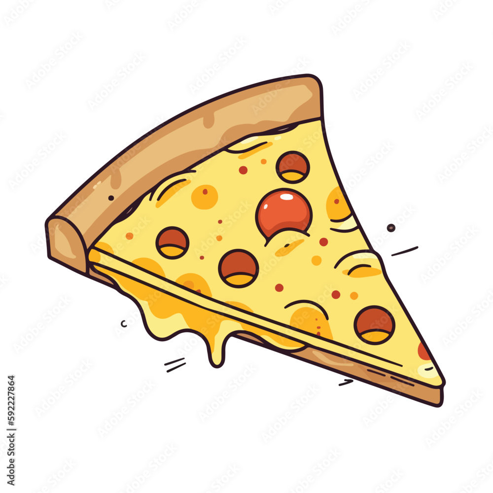 One slice italian chees pizza cartoon flat illustration vector isolated in white background One slice italian chees pizza cartoon flat illustration vector isolated in white background