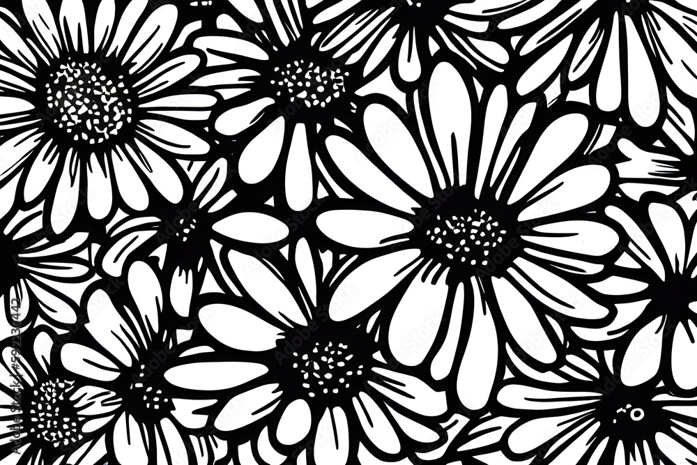 Fototapeta premium ai-generated simple line drawing illustration of daisy flowers
