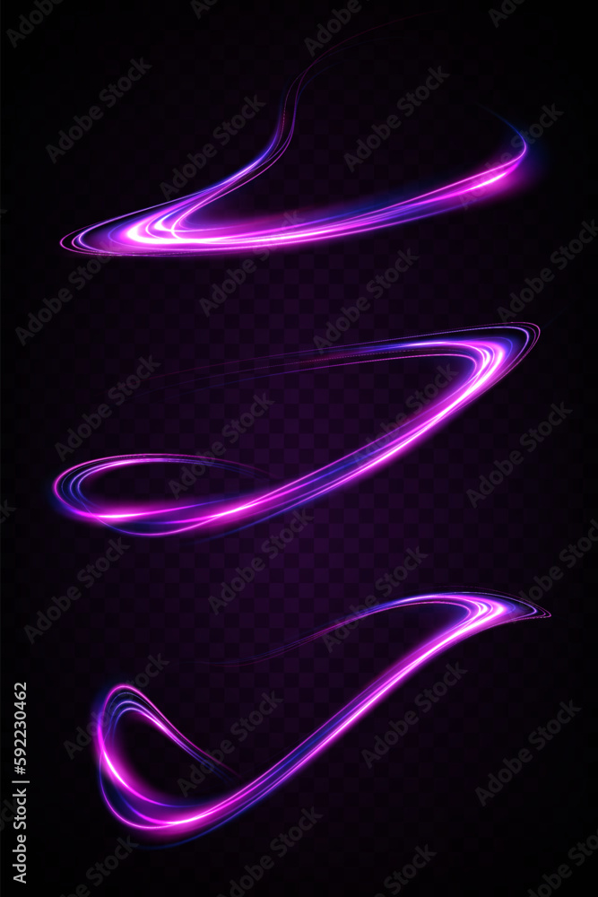 Abstract light lines of movement and speed in neon color. Light everyday glowing effect. semicircular wave, light trail curve swirl, optical fiber incandescent. Abstract light lines of movement and speed in neon color. Light everyday glowing effect. semicircular wave, light trail curve swirl, optical fiber incandescent.