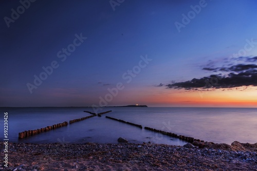 Sunset at Dranske beach (Ruegen, Germany) photo