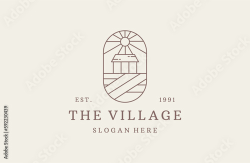 Village logo vector icon illustration hipster vintage retro .