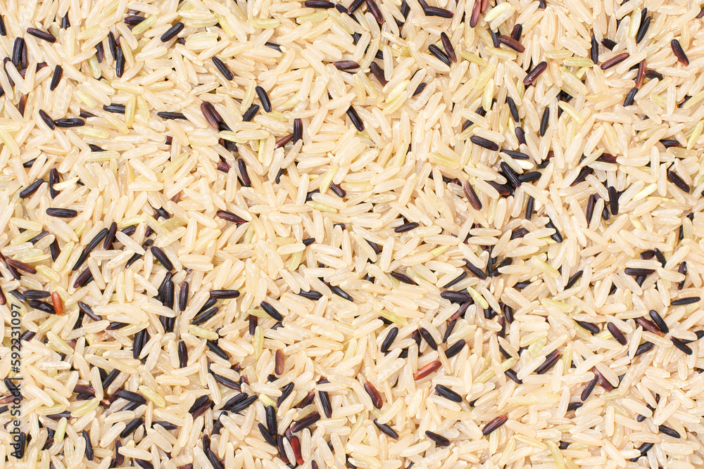 Brown rice and white rice texture background Brown rice and white rice texture background