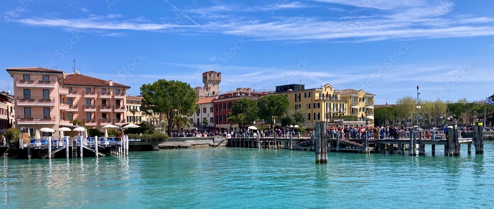 View of the village Sirmione, Lake Garda, Lombardy, Italy