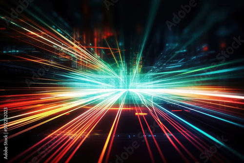 Vibrant motion trails light background. Digitally generated AI image