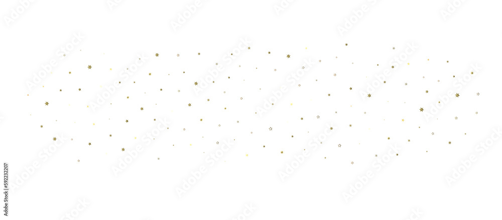 XMAS stars. Confetti celebration, Falling golden abstract decoration for party, birthday celebrate, 3D PNG