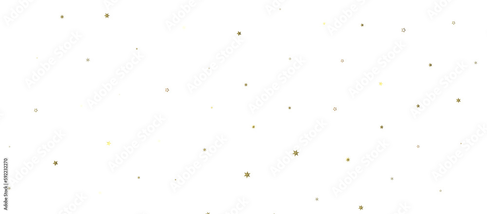 XMAS stars. Confetti celebration, Falling golden abstract decoration for party, birthday celebrate, 3D PNG