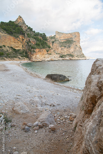 Obraz na płótnie Landscape View at Moraig Cove Beach with Rock; Alicante; Spain w salonie