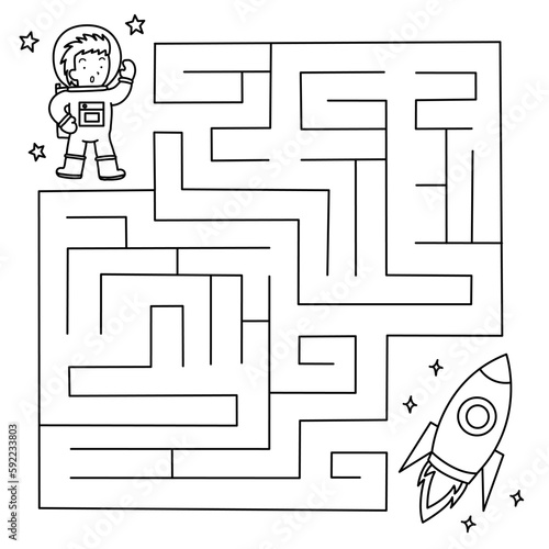 Astronaut and rocket maze game for kids