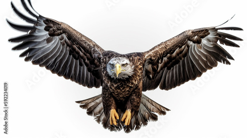 Eagle flying isolated white background photo