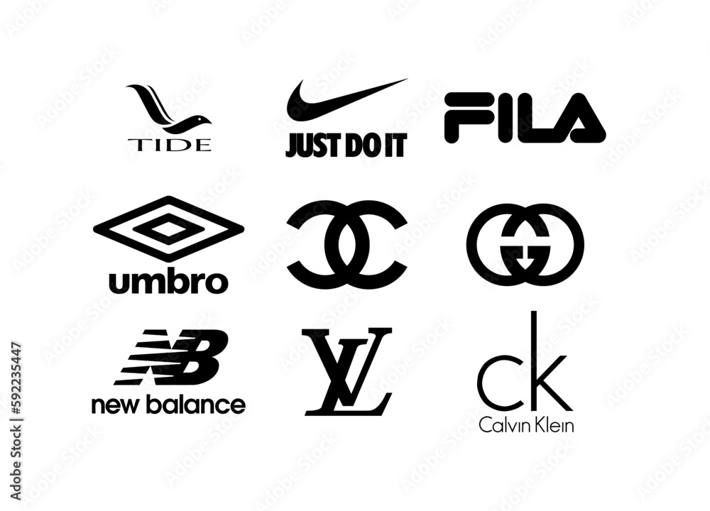 Tide; Just do it; Nike; Fila; umbro; Puma; Nike; Fila; Gucci; Chanel ...