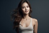 Asia girl, slim body and beautiful woman in studio