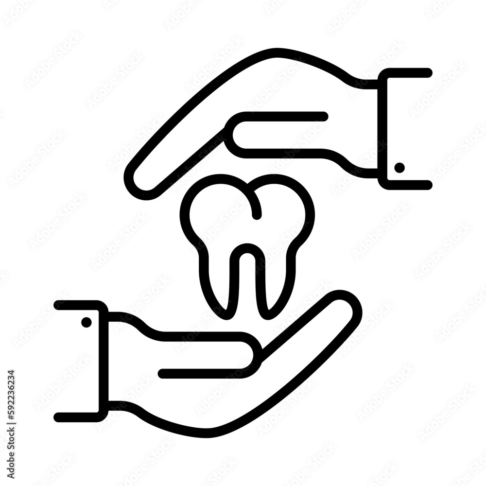 Dental Care Company Logo concept, Teeth Covering with Human Hands vector icon design, Dentistry symbol,Health Care sign, Dental instrument stock illustration Dental Care Company Logo concept, Teeth Covering with Human Hands vector icon design, Dentistry symbol,Health Care sign, Dental instrument stock illustration