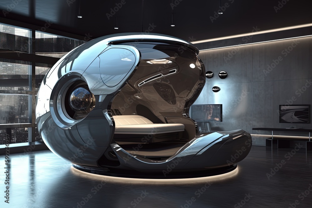 Fototapeta premium futuristic room interior architecture design, idea for background wallpaper, Generative Ai