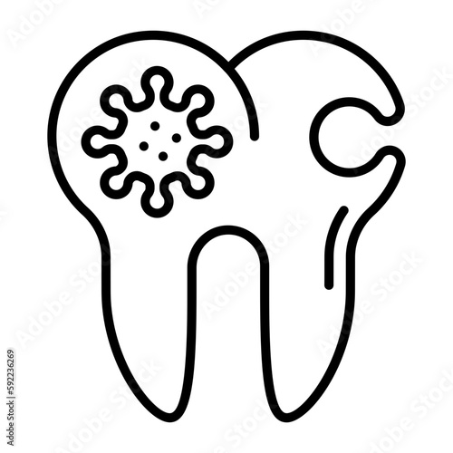 cavities are caused by bacteria concept, Streptococcus mutans vector icon design, Dentistry symbol,Health Care sign, Dental instrument stock illustration  photo
