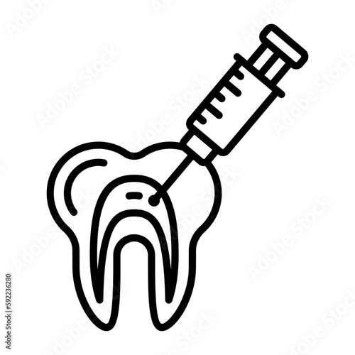 teeth filling procedure concept, local anesthetic lidocaine vector icon design, Dentistry symbol,Health Care sign, Dental instrument stock illustration 