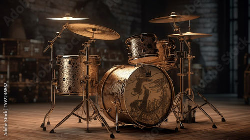 drum kit, front view