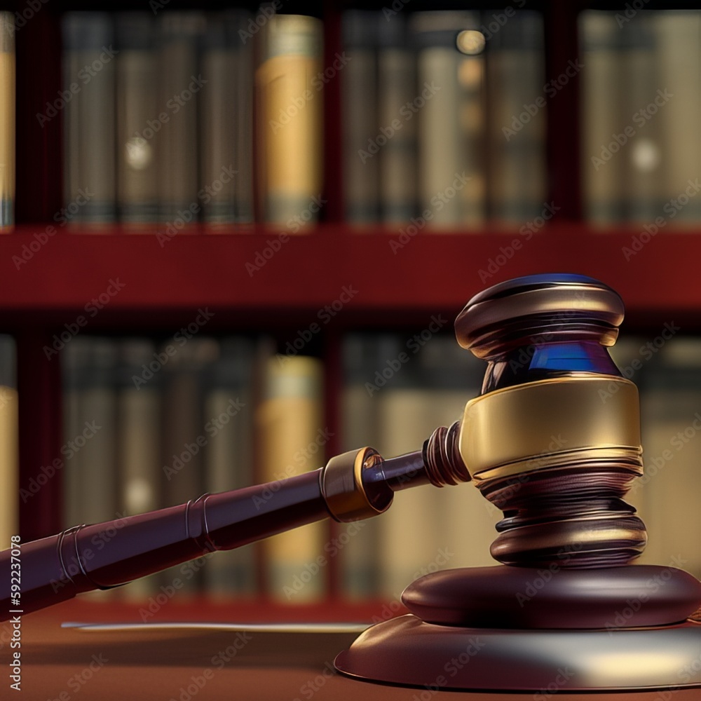 Single wooden judge gavel. AI generated Single wooden judge gavel. AI generated