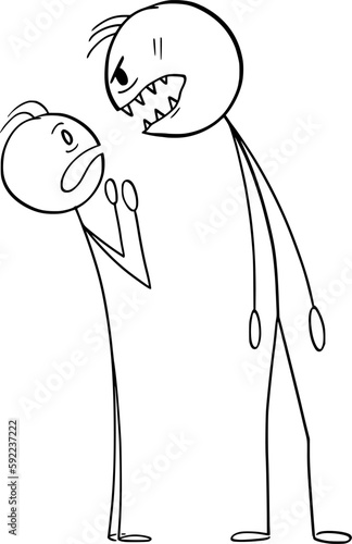 Angry Dangerous Person , Vector Cartoon Stick Figure Illustration
