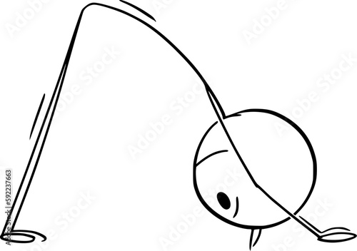 Body Stretching Pose, Vector Cartoon Stick Figure Illustration