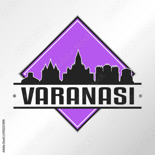 Varanasi, Uttar Pradesh, India Skyline Logo. Adventure Landscape Design Vector City Illustration Vector illustration.